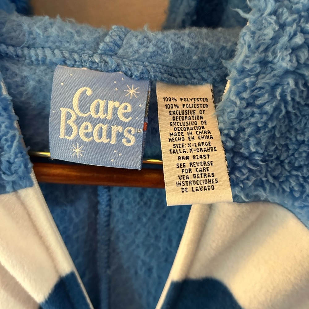Care Bears Grumpy Bear Adult Onesie XL Blue Plush Fleece Hooded Costume Pajama - Picture 6 of 7
